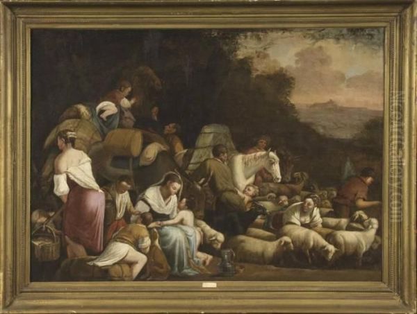 La Halte Des Bergers Oil Painting by Jacopo Bassano (Jacopo da Ponte)