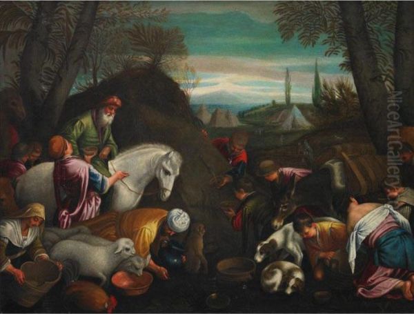 Encampment At A Watering Spring Oil Painting by Leandro Bassano