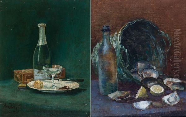 Nature Morte Avec Bouteille De Champagne by Hippolyte Daeye