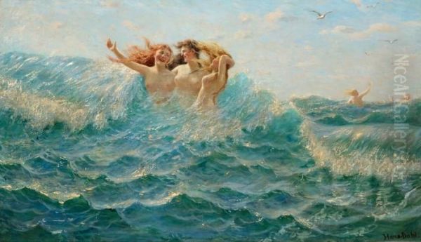 Bathing Nymphs Oil Painting by Hans Dahl