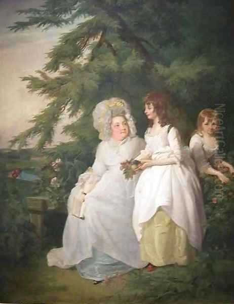 Mary Margaretta Wood and Two of Her Daughters Oil Painting by Francis Wheatley