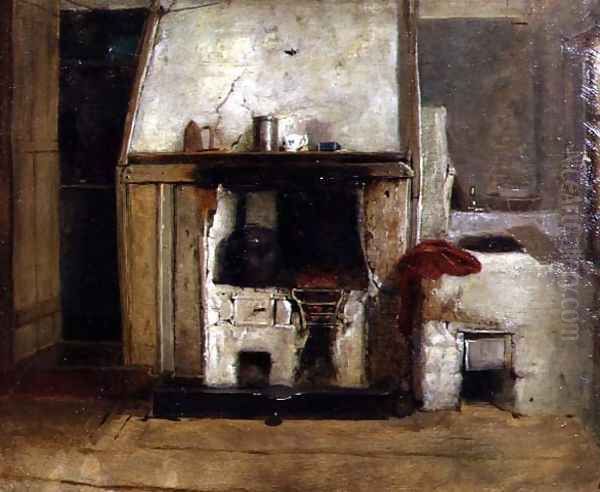 A Kitchen Hearth Oil Painting by Sir David Wilkie