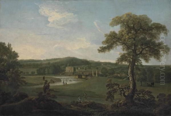 A View Of Eshott Hall, North Yorkshire Oil Painting by Nicholas Thomas Dall