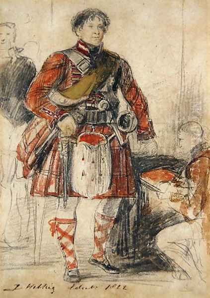 George IV in Highland Dress at the Palace of Holyrood, 1822 Oil Painting by Sir David Wilkie