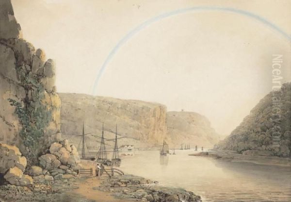 The Avon Gorge From The Stop Gate Below Sea Walls Oil Painting by Francis Danby