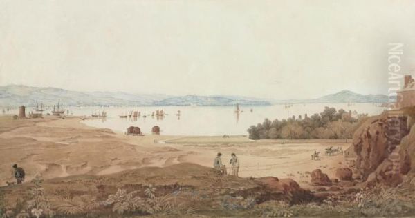 A Panoramic View Towards Star Cross And Powderham From Near The Globe Inn Oil Painting by Francis Danby