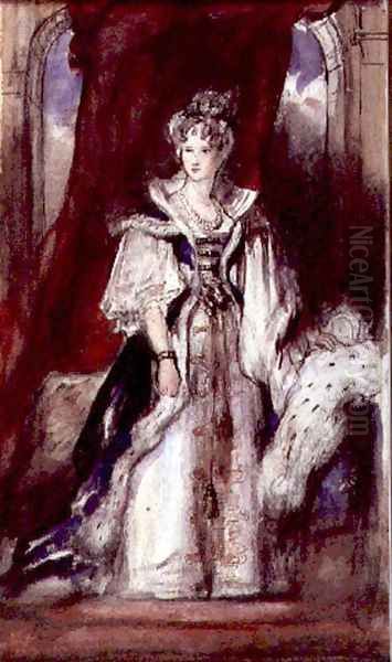 Queen Adelaide (1792-1849) 1836 Oil Painting by Sir David Wilkie