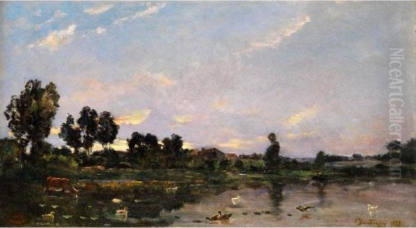 Landschaft Mit Gewasser Oil Painting by Charles-Francois Daubigny