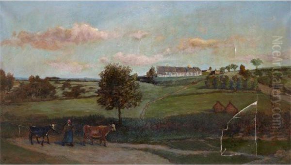 Au Flanc De La Colline 
(valmondois), 1874 (formerly Called: Bonneville Pres Auvers-sur-oise) Oil Painting by Charles-Francois Daubigny