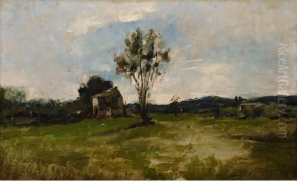 Paysage - Cabane Et Arbre Oil Painting by Charles-Francois Daubigny