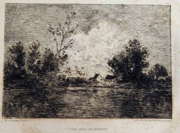 L'oise A Valmondois Oil Painting by Karl Pierre Daubigny