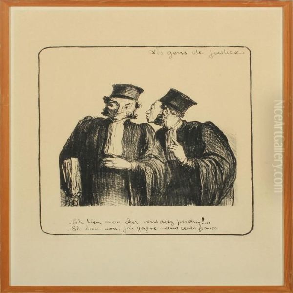 Les Avocats Et Les Plaidens Oil Painting by Honore Daumier