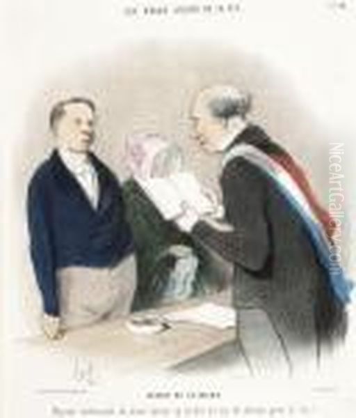 Devant Mr Le Maire Oil Painting by Honore Daumier