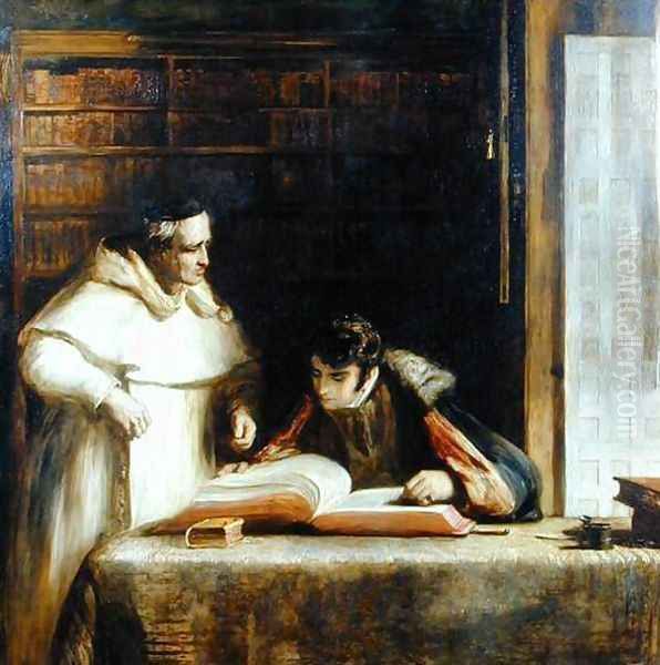 Washington Irving (1783-1859) Researching Columbus in the Convent of Rabida, 1828-29 Oil Painting by Sir David Wilkie