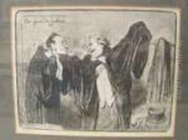 Les Gens De Justice Oil Painting by Honore Daumier