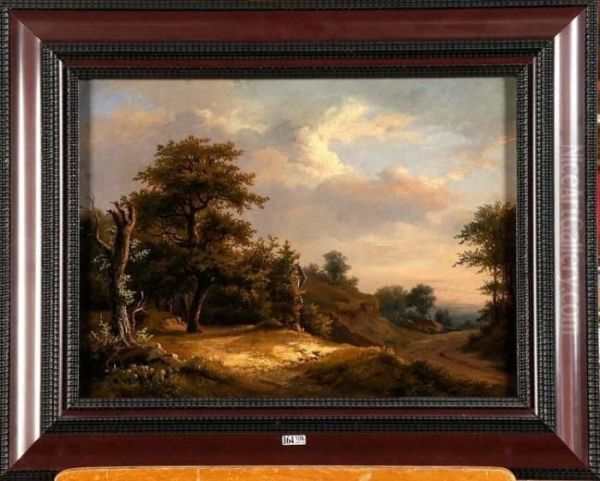 Paysage Au Coucher Du Soleil Oil Painting by Jean-Baptiste Davelooze