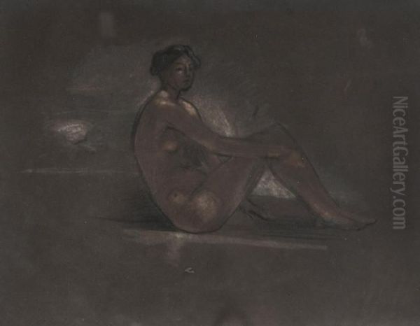 Seated Nude Oil Painting by Arthur Bowen Davies