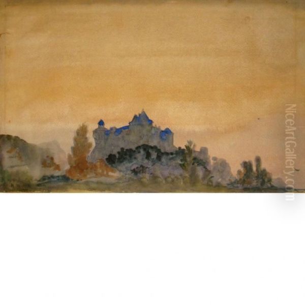 Chateau At Sunset Oil Painting by Arthur Bowen Davies