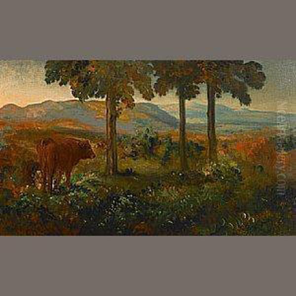 Landscape At Dusk Oil Painting by Arthur Bowen Davies