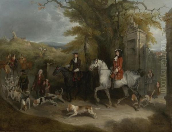 Sir Roger De Coverly And His Hounds Oil Painting by Richard Barrett Davis