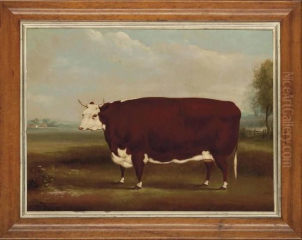 A Hereford Cow In A Landscape Oil Painting by William Henry Davis