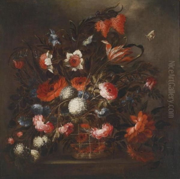 A Still Life Of Flowers Oil Painting by Jose De Arellano