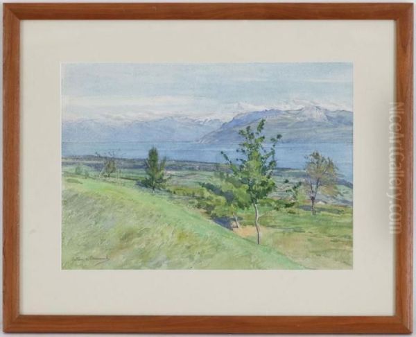 Vue Du Lac Leman Oil Painting by Gustave de Beaumont