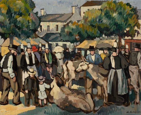 Marche A Pont-l'abbe Oil Painting by Pierre De Belay