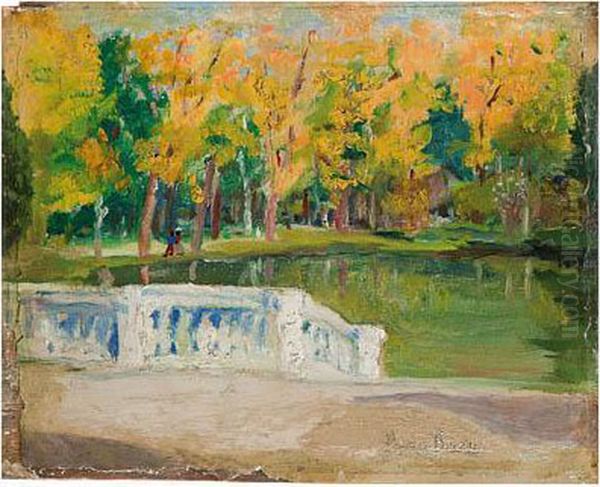 Estanque Del Retiro Oil Painting by Aureliano De Beruete