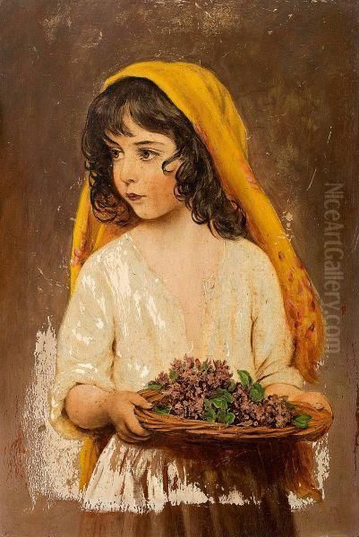 Girl With Yellow Head Scarf Oil Painting by Eugene de Blaas