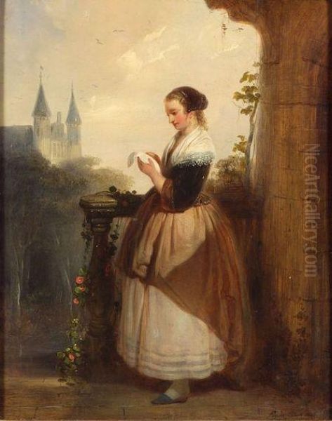 The Letter Oil Painting by Eugene Francois De Block