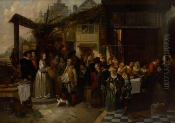 Le Banquet De Mariage Oil Painting by Adrien Ferdinand de Braekeleer