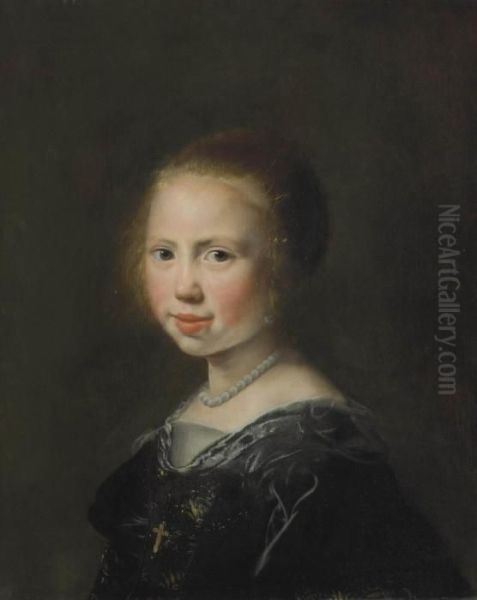 Portrait Of A Young Girl Oil Painting by Jan De Bray