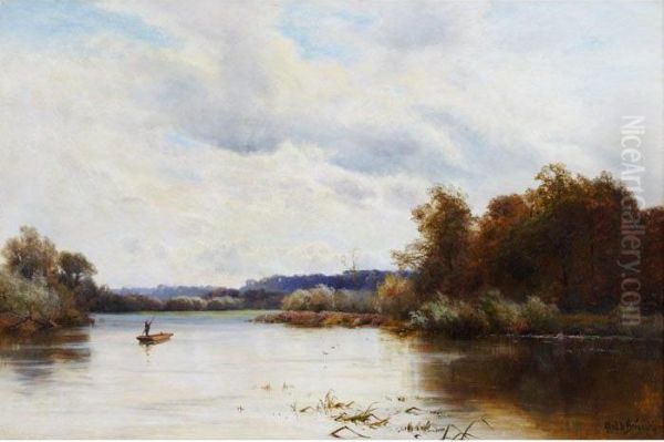 Penton Hook On The Thames Oil Painting by Alfred de Breanski