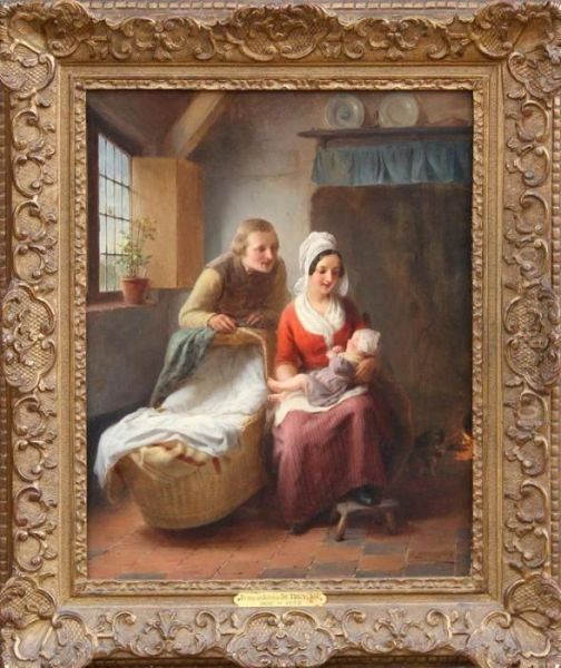 The First Born Oil Painting by Frans Ant., Francois De Bruycker