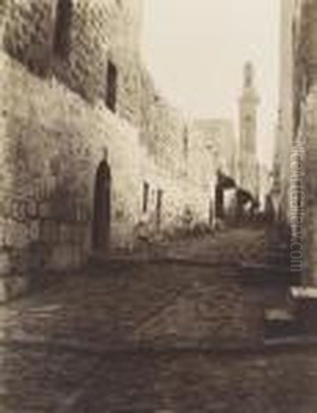 Une Rue De Jerusalem Et Entree Du Grand Couvent Oil Painting by Louis De Clercq