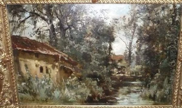 Maison Le Long De La Riviere Oil Painting by Cesar De Cock