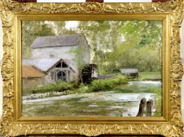 Le Moulin A Eau Oil Painting by Cesar De Cock