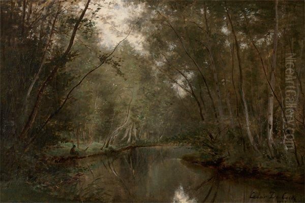 sous Bois Oil Painting by Cesar De Cock