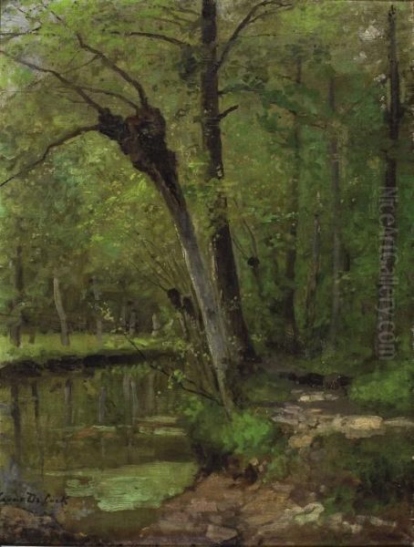 Rivier In Hetbos Oil Painting by Cesar De Cock