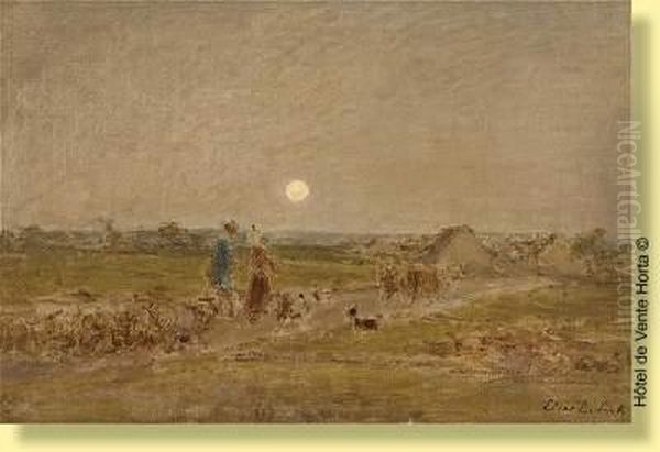 Etude Pour Soir En Normandie Oil Painting by Cesar De Cock