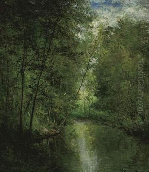 Riviere Dans Le Bois Oil Painting by Cesar De Cock