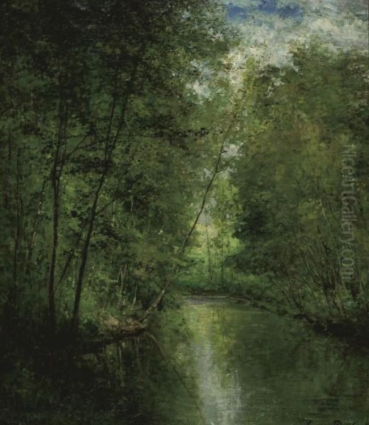 River In The Forest Oil Painting by Cesar De Cock