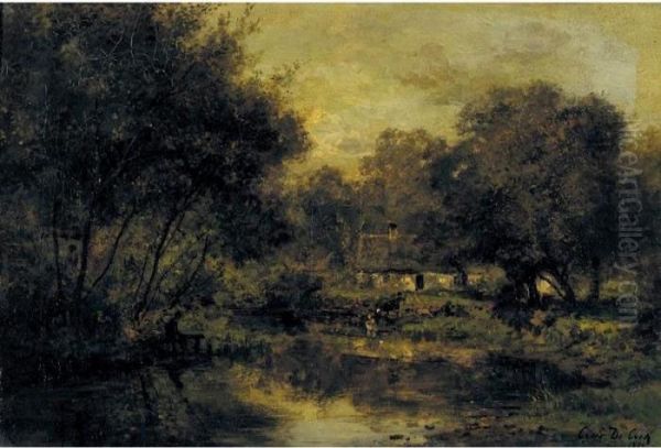 Landscape With Cottage Oil Painting by Cesar De Cock