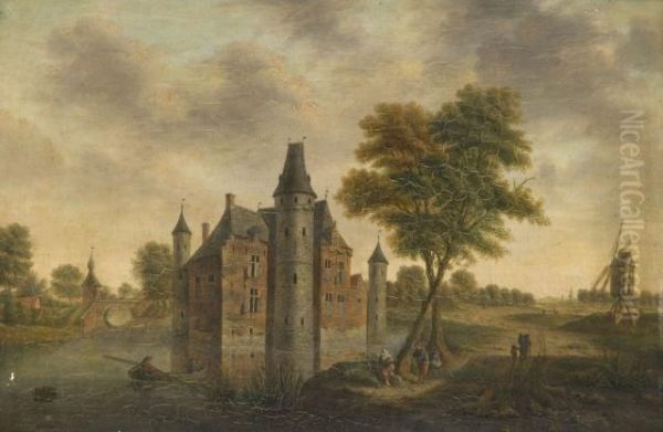 Vue D'un Chateau En Belgique Oil Painting by Hendrik Frans de Cort