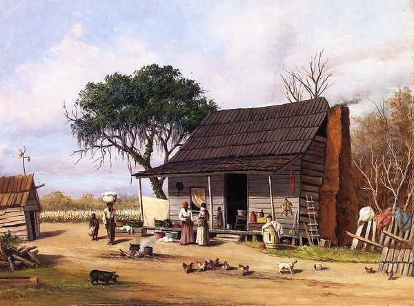 Cabin Scene Oil Painting by William Aiken Walker