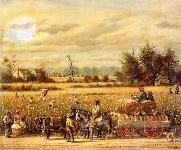 Picking Cotton Oil Painting by William Aiken Walker