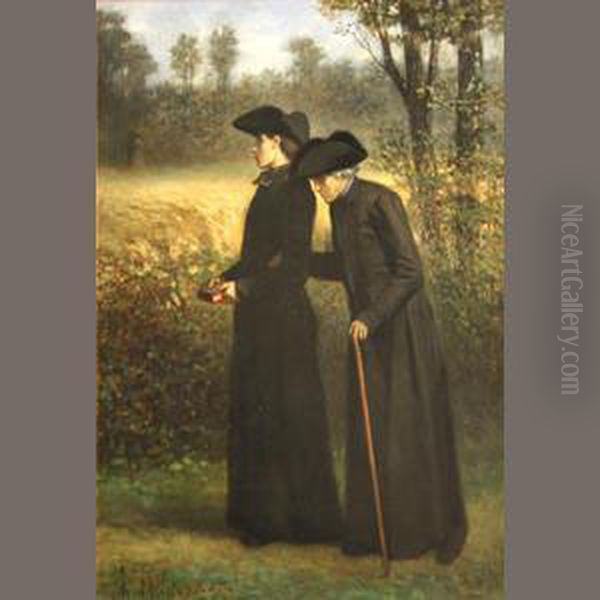 An Afternoon Walk Oil Painting by Charles de Groux