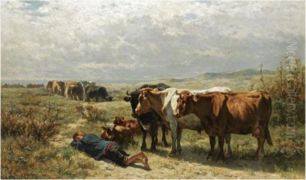 A Moment Of Rest Oil Painting by Johannes-Hubertus-Leonardus de Haas