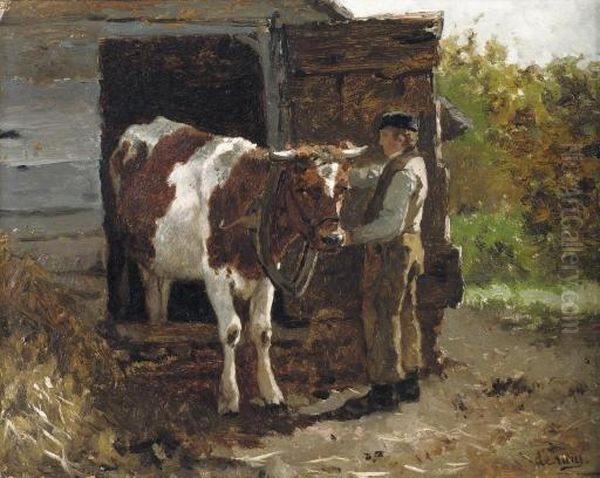 By The Outhouse Oil Painting by Johannes-Hubertus-Leonardus de Haas